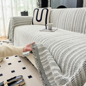 chenille Fishbone Pattern Sofa Cover Vintage Full Wrap Slipcover