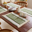 nordic Cotton Linen Color Block Woven Tassel Table Runner Placemat