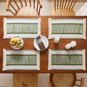 nordic Cotton Linen Color Block Woven Tassel Table Runner Placemat