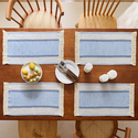 nordic Cotton Linen Color Block Woven Tassel Table Runner Placemat