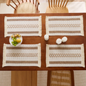 nordic Cotton Linen Color Block Woven Tassel Table Runner Placemat