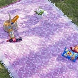 Picnic Blanket-Pink T Grid (Premium Cotton Yarn)