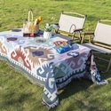 morandi Color Ethnic Geometric Cotton Linen Lace Tablecloth