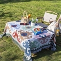morandi Color Ethnic Geometric Cotton Linen Lace Tablecloth