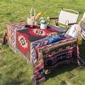 morandi Color Ethnic Geometric Cotton Linen Lace Tablecloth