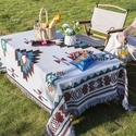 morandi Color Ethnic Geometric Cotton Linen Lace Tablecloth