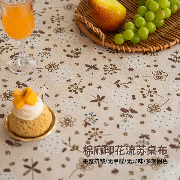 french Vintage Floral Cotton Linen Tablecloth