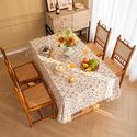 french Vintage Floral Cotton Linen Tablecloth