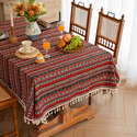 french Vintage Floral Cotton Linen Tablecloth