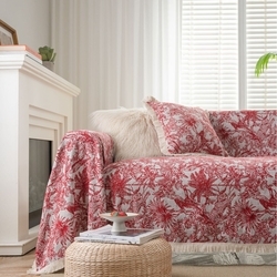 Jacquard Red Coconut Tree White Tassels