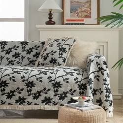 Jacquard Black Rose White Tassels