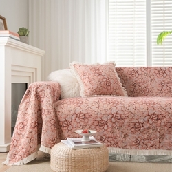 Jacquard Pink Succulents White Tassels