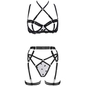 two-Tone Spliced Lace-Up Lingerie 5-Piece Set