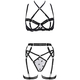 two-Tone Spliced Lace-Up Lingerie 5-Piece Set