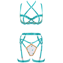 two-Tone Spliced Lace-Up Lingerie 5-Piece Set
