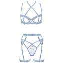 two-Tone Spliced Lace-Up Lingerie 5-Piece Set