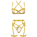 two-Tone Spliced Lace-Up Lingerie 5-Piece Set