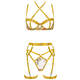 two-Tone Spliced Lace-Up Lingerie 5-Piece Set