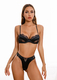 lace And Satin Spliced Sheer Bra Set With T-Back