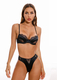 lace And Satin Spliced Sheer Bra Set With T-Back
