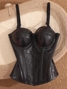 black women's Pu Leather Corset Top With Steel Rings
