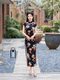 black printed Long Slim Retro Qipao Dress