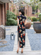 black printed Long Slim Retro Qipao Dress