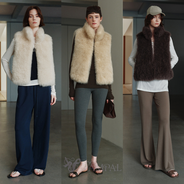 faux Fox Fur Lined Stand Collar Short Vest Jacket