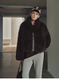 faux Fox Fur Lined Stand Collar Short Vest Jacket