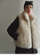 faux Fox Fur Lined Stand Collar Short Vest Jacket