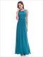 Bodenlanges ärmelloses Prom-Kleid aus Chiffon mit perlenbesetztem Ausschnitt