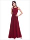 Bodenlanges ärmelloses Prom-Kleid aus Chiffon mit perlenbesetztem Ausschnitt