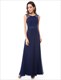 Bodenlanges ärmelloses Prom-Kleid aus Chiffon mit perlenbesetztem Ausschnitt