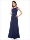 Bodenlanges ärmelloses Prom-Kleid aus Chiffon mit perlenbesetztem Ausschnitt