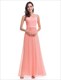 Bodenlanges ärmelloses Prom-Kleid aus Chiffon mit perlenbesetztem Ausschnitt
