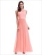 Bodenlanges ärmelloses Prom-Kleid aus Chiffon mit perlenbesetztem Ausschnitt