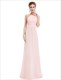 Bodenlanges ärmelloses Prom-Kleid aus Chiffon mit perlenbesetztem Ausschnitt