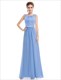 Bodenlanges ärmelloses Prom-Kleid aus Chiffon mit perlenbesetztem Ausschnitt
