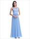 Bodenlanges ärmelloses Prom-Kleid aus Chiffon mit perlenbesetztem Ausschnitt