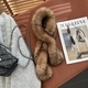 women's Real Rabbit Fur Narrow Neck Warmer Scarf Korean Style