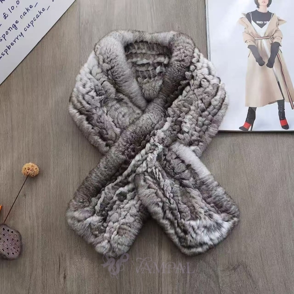 hand Woven Rex Rabbit Fur Scarf Winter Neck Warmer