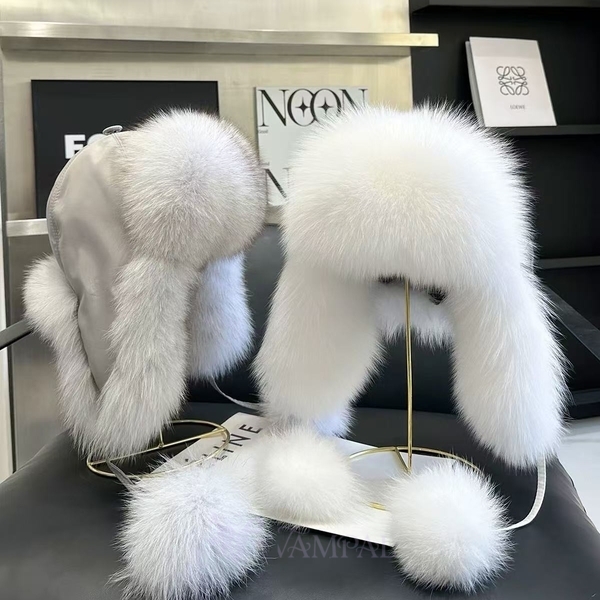 women's Fox Fur Earflap Ushanka Hat