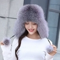 women's Fox Fur Earflap Ushanka Hat
