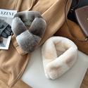 rex Rabbit Fur Scarf Women Winter Double-Sided Magnetic Buckle Neck Warmer