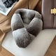 rex Rabbit Fur Scarf Women Winter Double-Sided Magnetic Buckle Neck Warmer