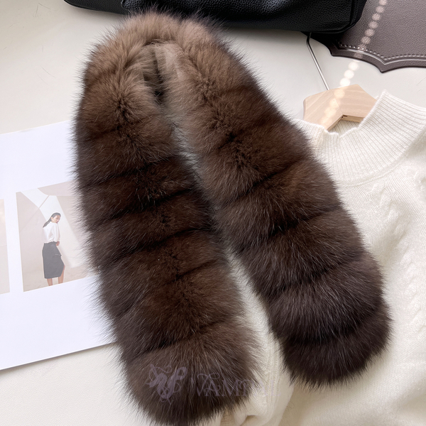 sable dark Sable Fox Fur Scarf For Women Thickened Winter Neck Warmer