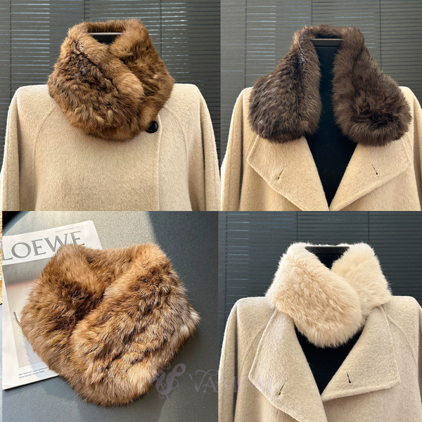 real Rabbit Fur Scarf Women Winter Double-Sided Thickened Warm Fluffy Neck Warmer