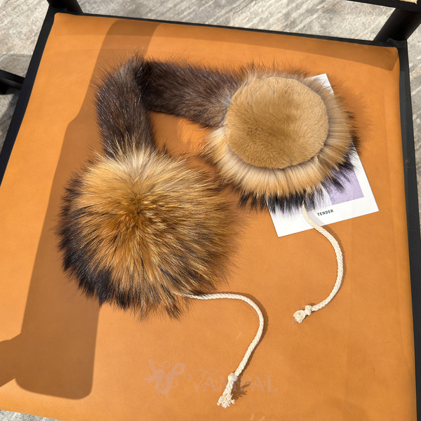 natural raccoon fur color green Rex Rabbit Fur Earmuffs With Raccoon Fur Trim