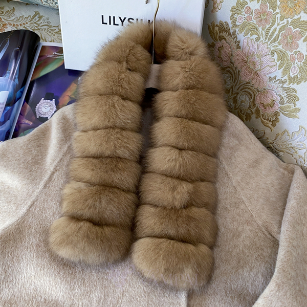 sable Color Real Fox Fur Double-Sided Winter Scarf