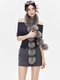 avant-Garde Detachable Pompom Fox Fur Double-Sided Leather Scarf